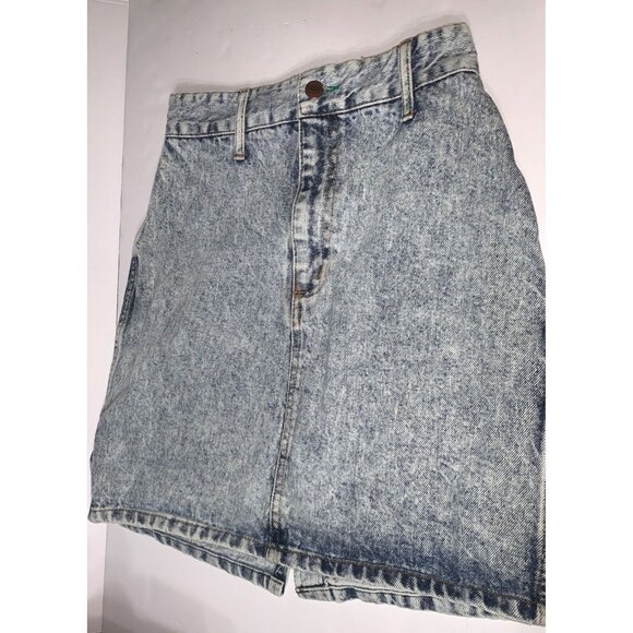 Vtg Bongo Acid Wash Denim Skirt Juniors Sz 5 Pencil - Picture 1 of 8